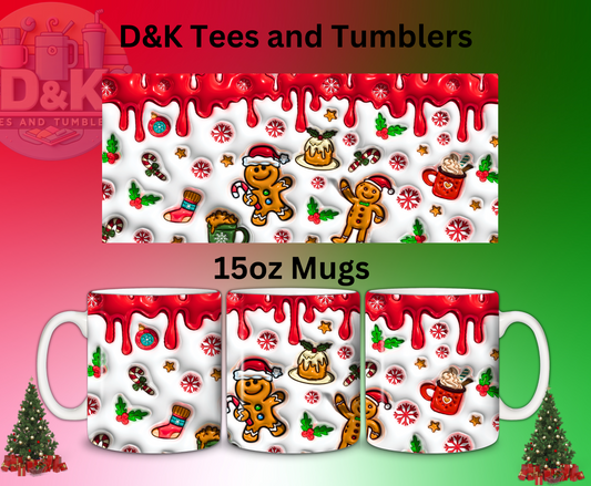 "3D Gingerbread Delight: 15oz Christmas Mug"