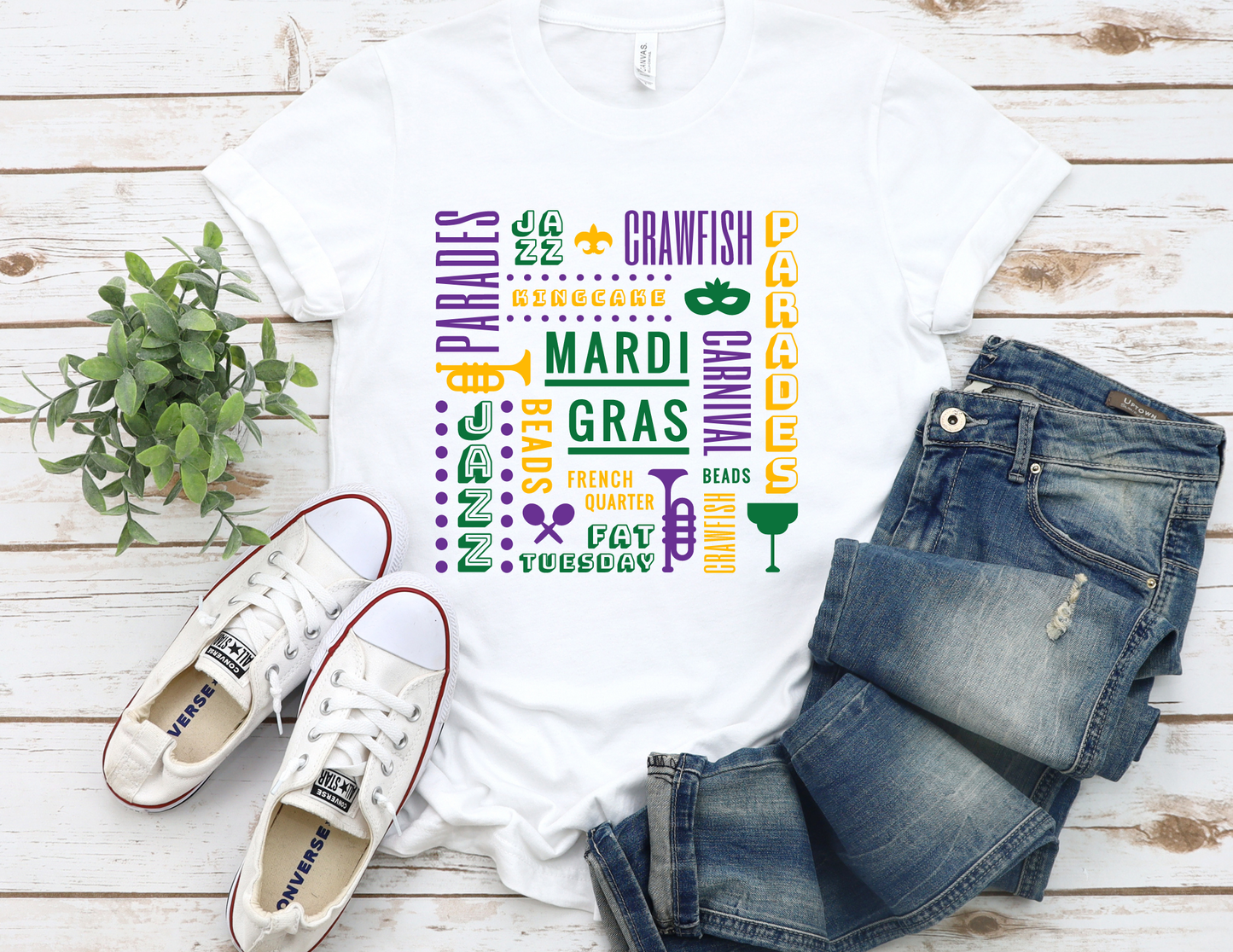 Mardi Gras T-shirt with matching Tumber