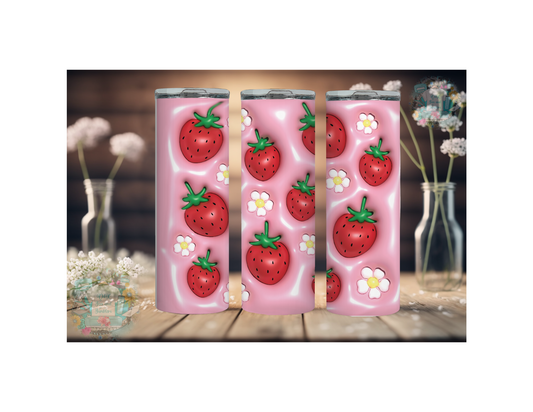 Cute Strawberry Pattern Tumbler Wrap for 20oz Cup