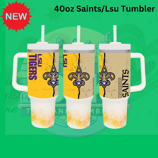 40oz Dual Team Tumbler - LSU Tigers & New Orleans Saints